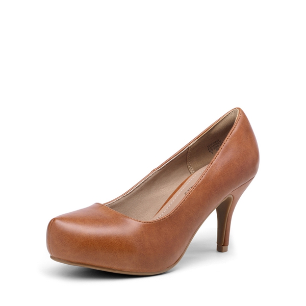 Classic Closed Toe 3 Inch Heels Pumps - TAN PU -  0